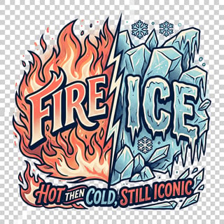 Split Flame and Ice T-Shirt Design