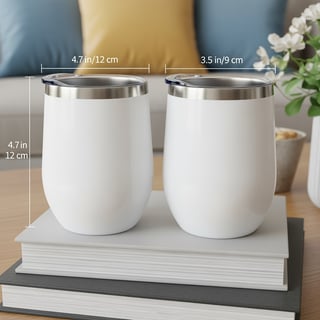 Glossy White Stainless Steel Wine Tumblers