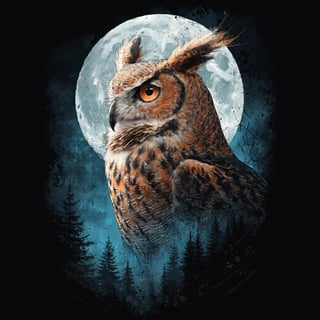 Great Horned Owl Vintage Illustration
