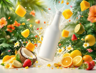 Tropical Product Shot with White Bottles