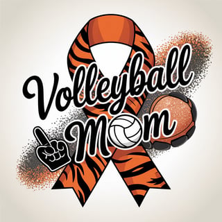 Volleyball Mom Tiger-Striped Ribbon Art
