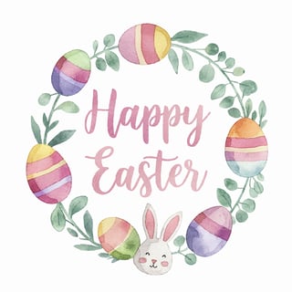 Floral Easter Wreath Illustration