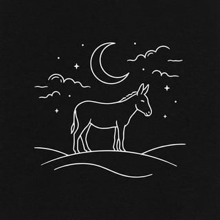 Donkey Silhouette with Crescent Moon
