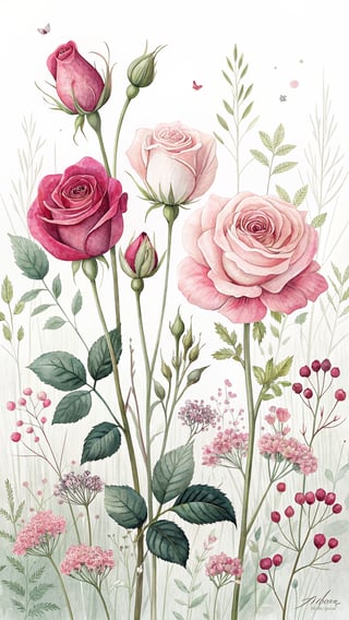 Vivid Symmetrical Rose Illustration