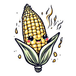 Kawaii Corn on the Cob T-Shirt Design