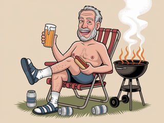 Cartoon Uncle at Backyard BBQ