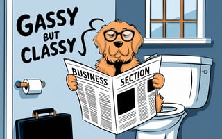 Cartoon Golden Retriever Dad Humor