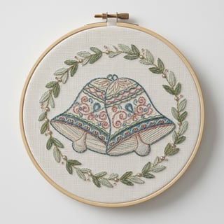 Bell Pair Faux-Embroidery Illustration