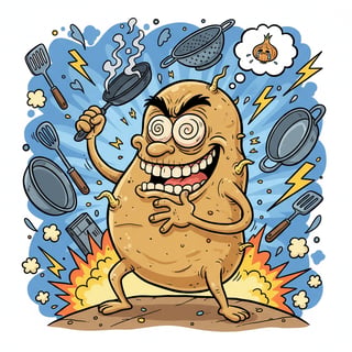 Funny Dramatic Cartoon Potato