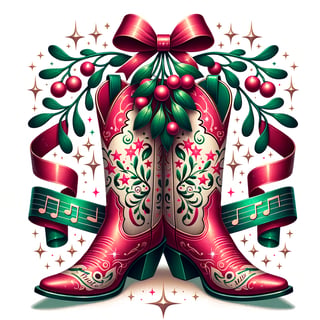 Festive Cowgirl Boots Under Mistletoe