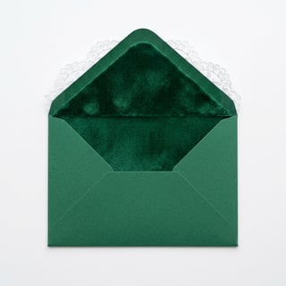 Emerald Green Envelope with White Lace