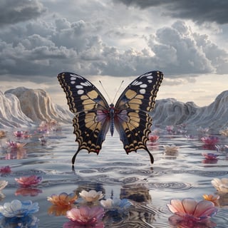 4K Detailed Butterfly Floral Pattern