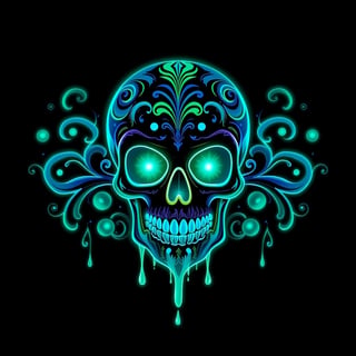 Symmetrical Fantasy Neon Skull Art