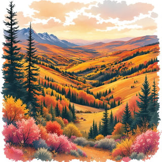 Ink and Watercolor New Hampshire Poster