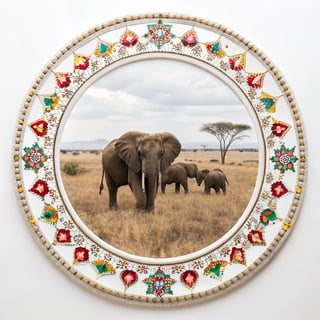 Centered Elephants in Elegant Landscape
