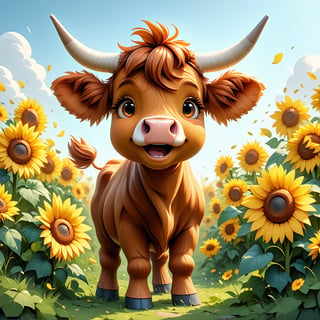 Cute 3D Baby Highland Cow