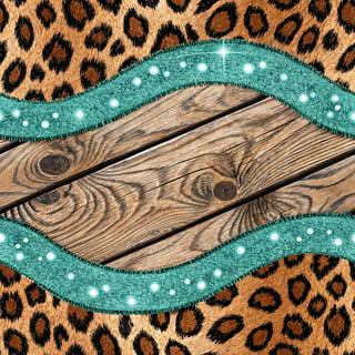 Leopard Print with Turquoise Glitter Border
