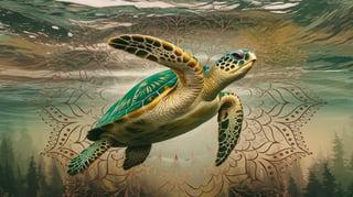 Majestic Emerald Sea Turtle in 8K
