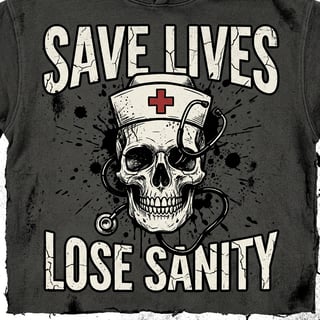 Grunge Skull Nurse Typography