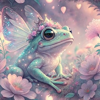 Magical Pastel Tree Frog with Wings