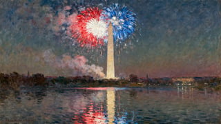 Fireworks Over Washington Monument Painting