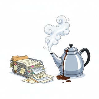 Overflowing Office Inbox Illustration