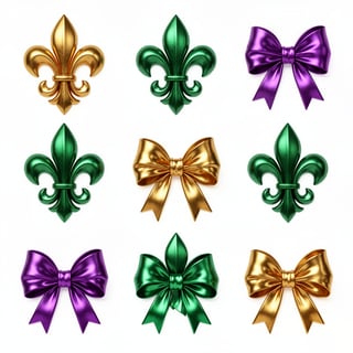 3x3 Metallic Fleur-de-Lis and Bows Grid