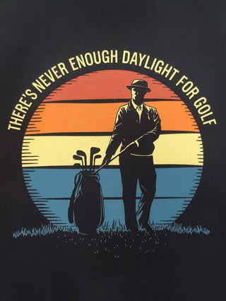 Vintage Golfer Silhouette with Sunset