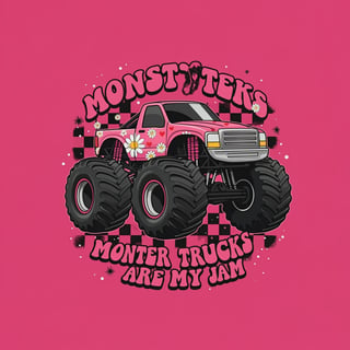 Colorful Pink Monster Truck Design