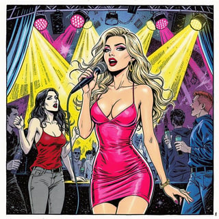 Young Woman Singing on Karaoke Stage