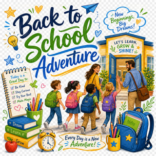 Back to School Scene with Cheerful Students