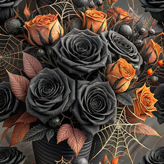 3D Halloween Bouquet with Obsidian Roses