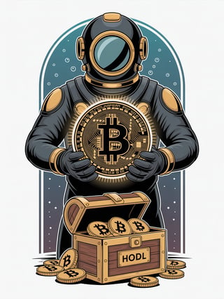 Futuristic Diver with Glowing Bitcoin