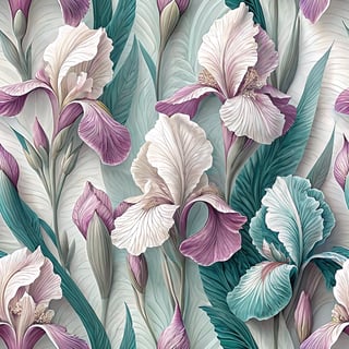 3D Pink and Teal Irises Artwork