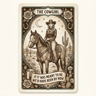 Vintage Western Cowgirl Tarot Card