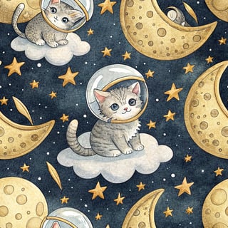 Celestial Design with Astronaut Kittens