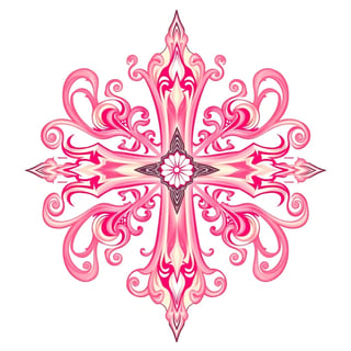 Symmetrical Pink Fantasy Cross Design