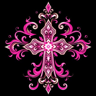 Symmetrical Fantasy Neon Cross Illustration