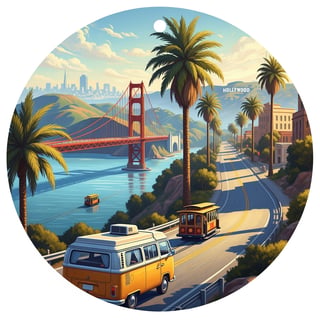 California Road Trip Circular Scene