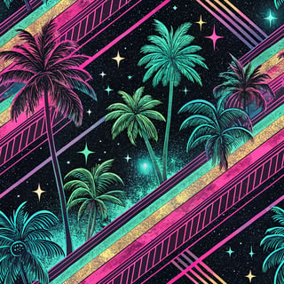 Ultra-Maximalist Neon Vaporwave Pattern