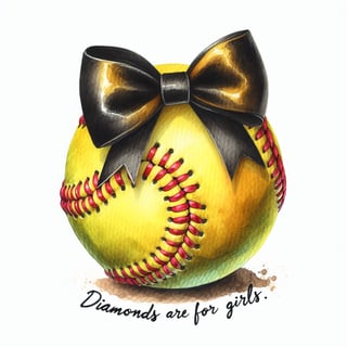 Watercolor Yellow Softball Illustration
