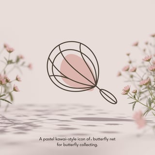 Pastel Kawaii Butterfly Net Icon