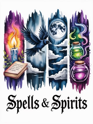Watercolor Gothic Spell Collage