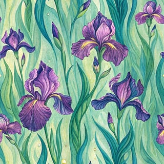Neon Violet and Emerald Iris Meadow