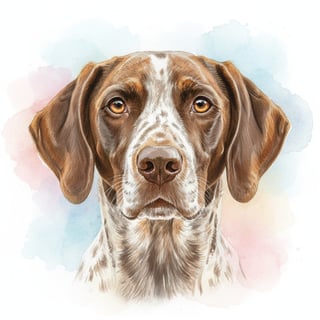 Watercolor Portrait of German Pointer