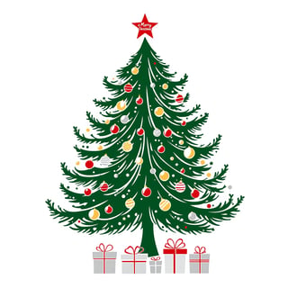 Minimalist Green Christmas Tree Illustration