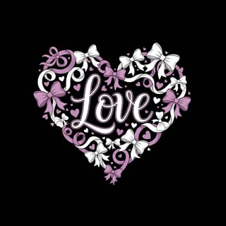 Orchid Purple Heart Bow Illustration