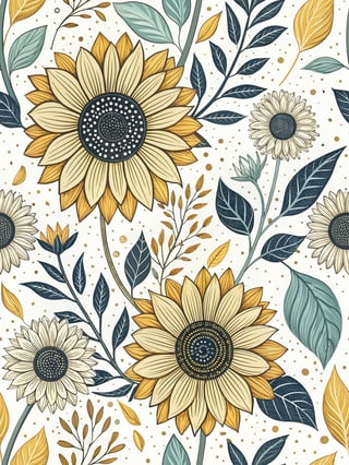 Seamless Sunflower Vector Pattern