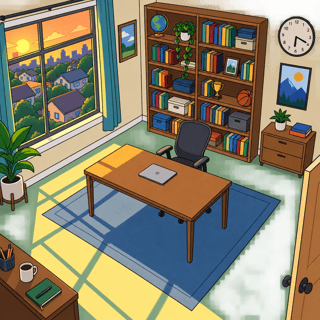 Flat 2D Cartoon Office Scene