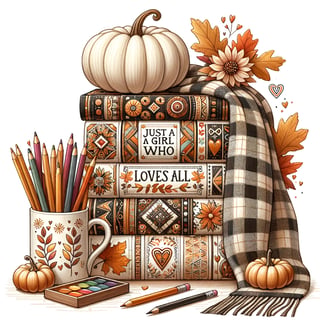 Cozy Autumn Book Stack Illustration